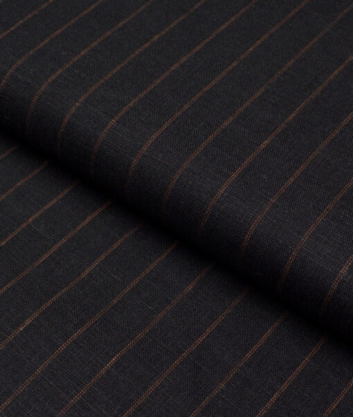 Burgoyne 60 LEA Irish Linen Striped Shirting Fabric (Black)