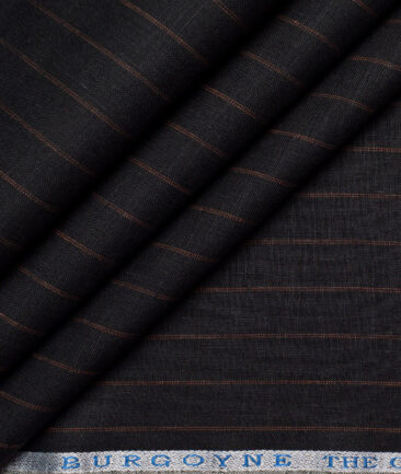 Burgoyne 60 LEA Irish Linen Striped Shirting Fabric (Black)