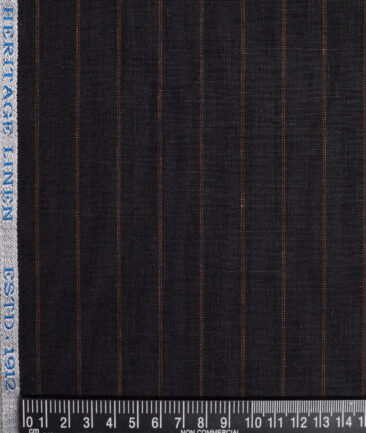 Burgoyne 60 LEA Irish Linen Striped Shirting Fabric (Black)