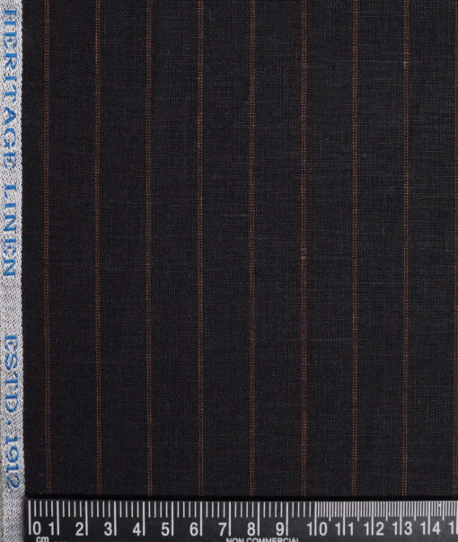 Burgoyne 60 LEA Irish Linen Striped Shirting Fabric (Black)