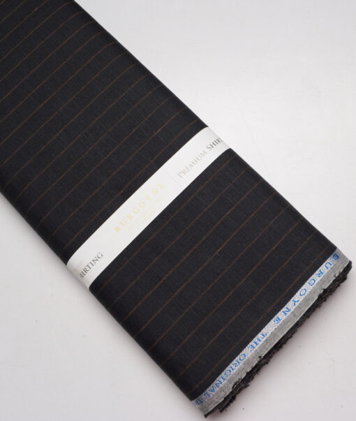 Burgoyne 60 LEA Irish Linen Striped Shirting Fabric (Black)