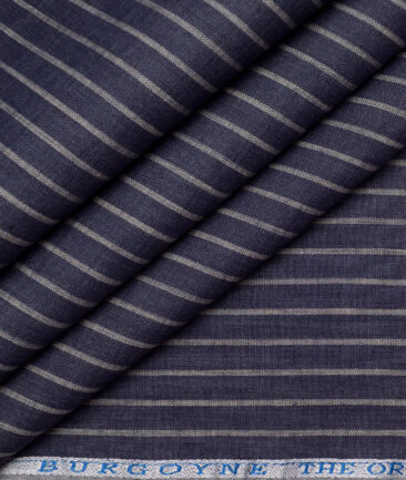 Burgoyne 60 LEA Irish Linen Striped Shirting Fabric (Dark Blue)