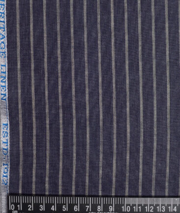 Burgoyne 60 LEA Irish Linen Striped Shirting Fabric (Dark Blue)