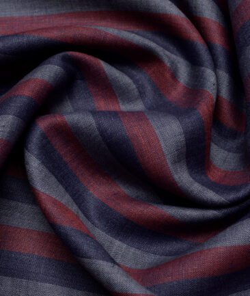 Burgoyne 60 LEA Irish Linen Striped Shirting Fabric (Grey
