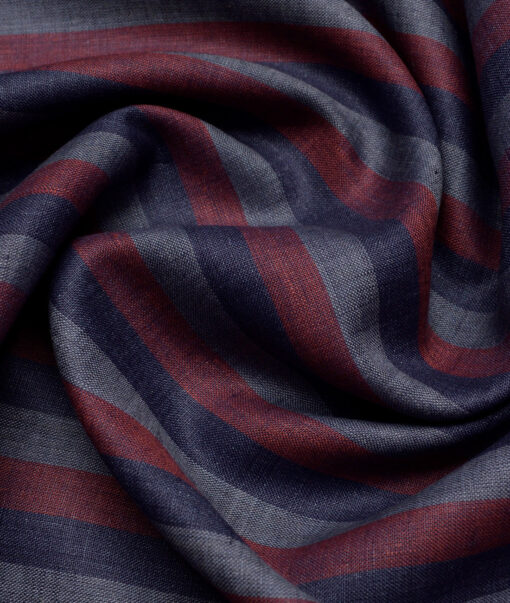 Burgoyne 60 LEA Irish Linen Striped Shirting Fabric (Grey