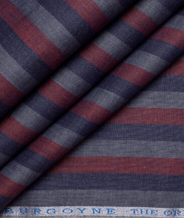 Burgoyne 60 LEA Irish Linen Striped Shirting Fabric (Grey