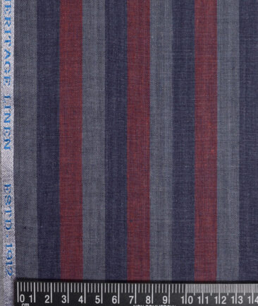 Burgoyne 60 LEA Irish Linen Striped Shirting Fabric (Grey