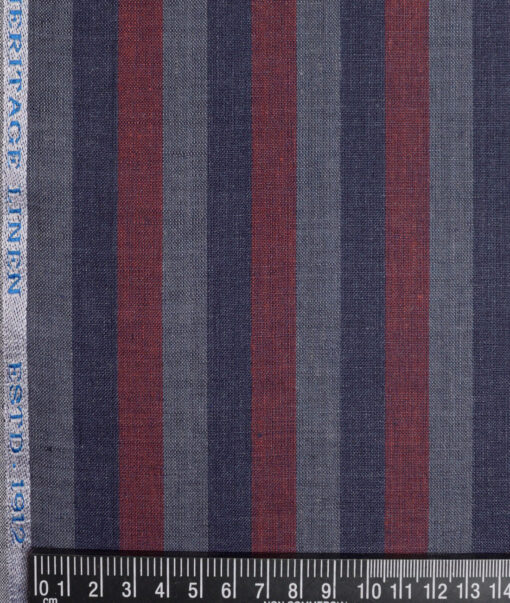 Burgoyne 60 LEA Irish Linen Striped Shirting Fabric (Grey