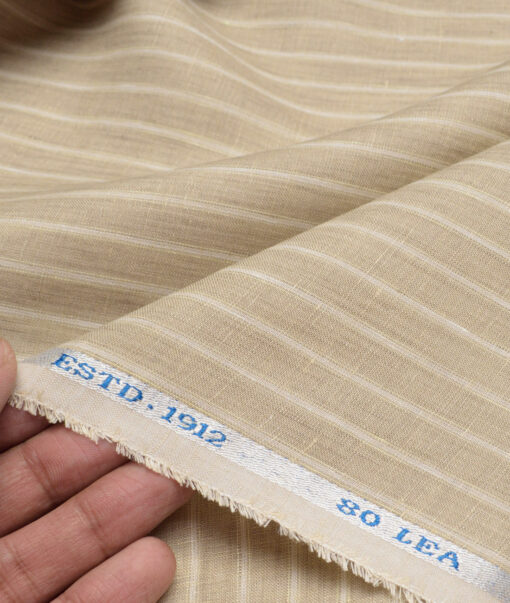 Burgoyne 80 LEA Irish Linen Striped Shirting Fabric (Brown)
