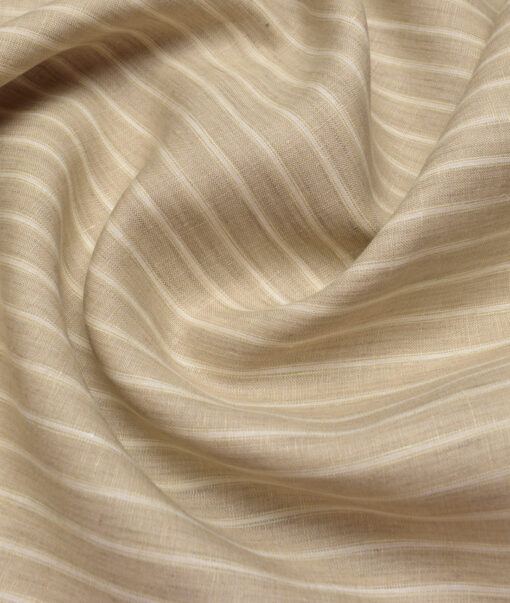 Burgoyne 80 LEA Irish Linen Striped Shirting Fabric (Brown)