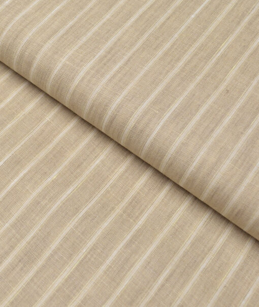 Burgoyne 80 LEA Irish Linen Striped Shirting Fabric (Brown)