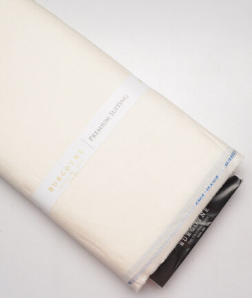 Burgoyne 44 LEA Herringbone Self Design 100% Linen Suiting Fabric (Cream) - Image 6