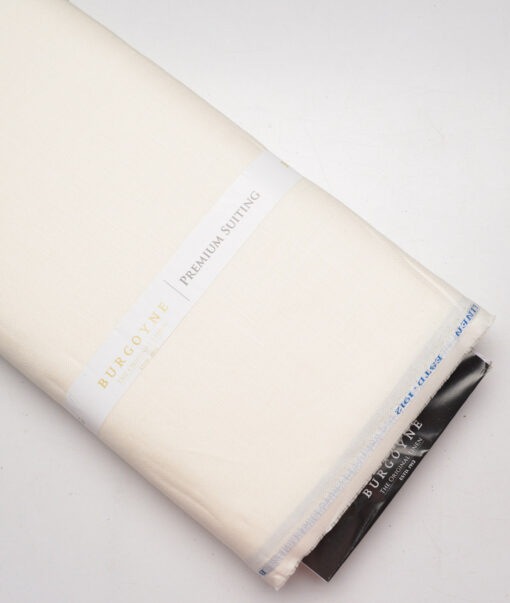 Burgoyne 44 LEA Herringbone Self Design 100% Linen Suiting Fabric (Cream) - Image 6