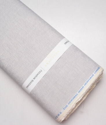 Burgoyne 44 LEA Herringbone Self Design 100% Linen Suiting Fabric (Light Grey) - Image 6