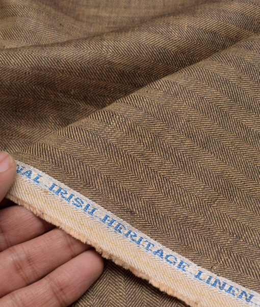 Burgoyne 44 LEA Self Design 100% Linen Suiting Fabric (Tobacco Brown)