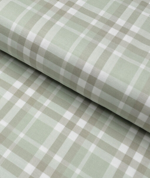 Cadini Italy  Giza Cotton Checks Shirting Fabric (Light Green)