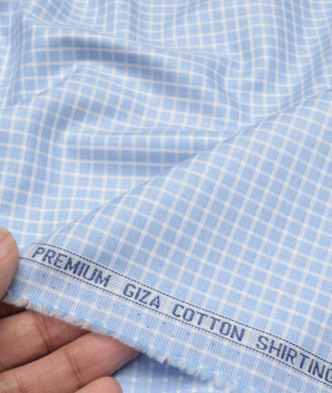 Canetti Italy  Giza Cotton Checks Shirting Fabric (Blue)