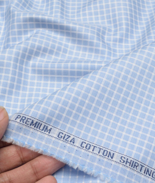 Canetti Italy  Giza Cotton Checks Shirting Fabric (Blue)