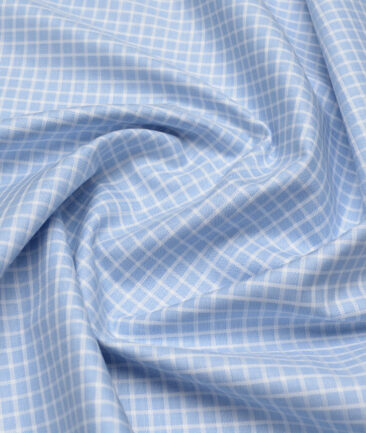 Canetti Italy  Giza Cotton Checks Shirting Fabric (Blue)