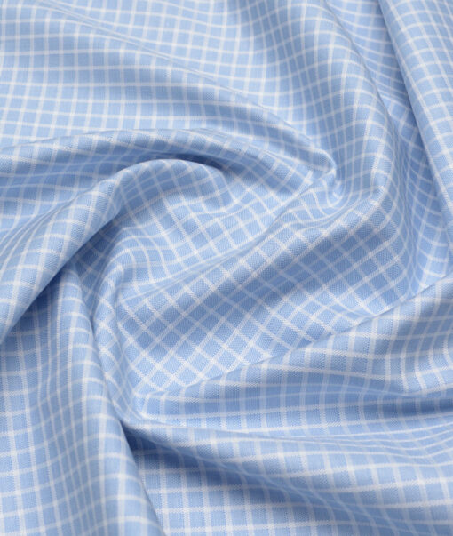 Canetti Italy  Giza Cotton Checks Shirting Fabric (Blue)