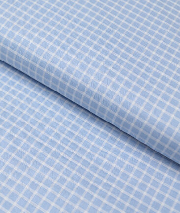 Canetti Italy  Giza Cotton Checks Shirting Fabric (Blue)