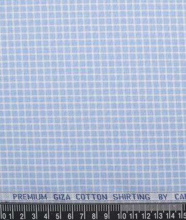 Canetti Italy  Giza Cotton Checks Shirting Fabric (Blue)