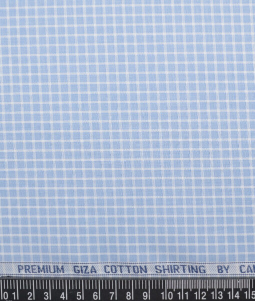 Canetti Italy  Giza Cotton Checks Shirting Fabric (Blue)