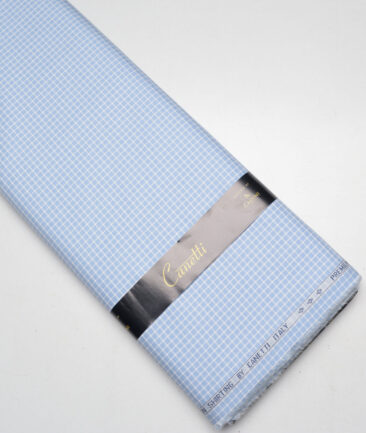 Canetti Italy  Giza Cotton Checks Shirting Fabric (Blue)