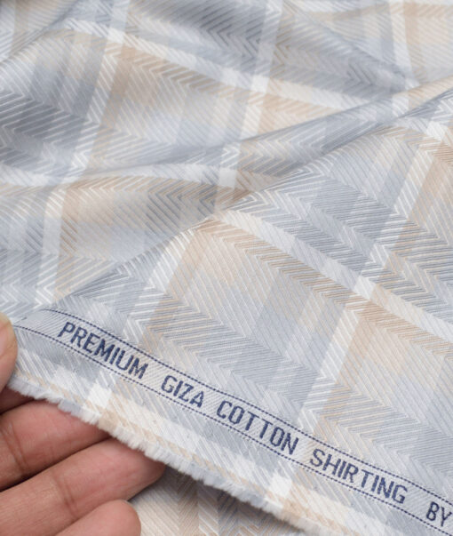 Canetti Italy  Giza Cotton Checks Shirting Fabric (Grey)