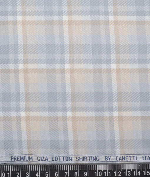 Canetti Italy  Giza Cotton Checks Shirting Fabric (Grey)