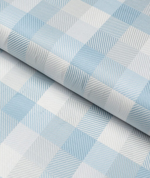Canetti Italy  Giza Cotton Checks Shirting Fabric (Teal Blue)
