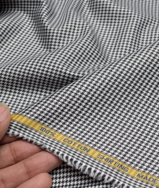Canetti Italy  Exotic Cotton Self Design Shirting Fabric (White & Black)