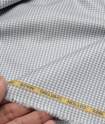 Canetti Italy  Exotic Cotton Self Design Shirting Fabric (White & Grey)