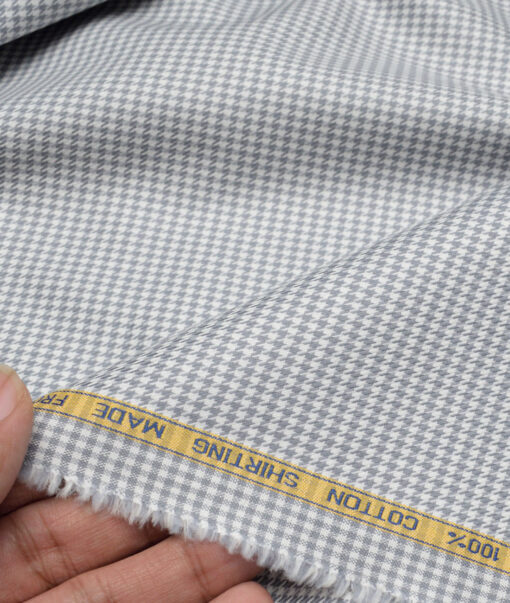 Canetti Italy  Exotic Cotton Self Design Shirting Fabric (White & Grey)