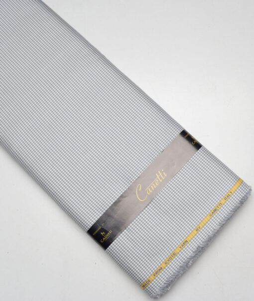 Canetti Italy  Exotic Cotton Self Design Shirting Fabric (White & Grey)