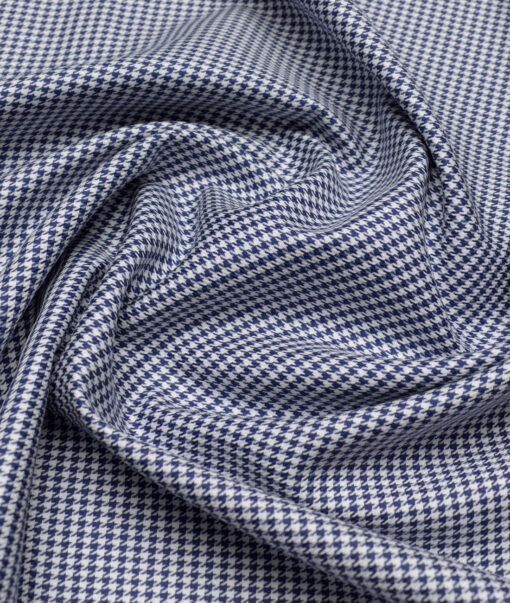 Canetti Italy  Exotic Cotton Self Design Shirting Fabric (White & Royal Blue)