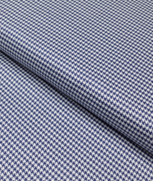 Canetti Italy  Exotic Cotton Self Design Shirting Fabric (White & Royal Blue)