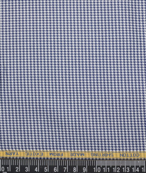Canetti Italy  Exotic Cotton Self Design Shirting Fabric (White & Royal Blue)