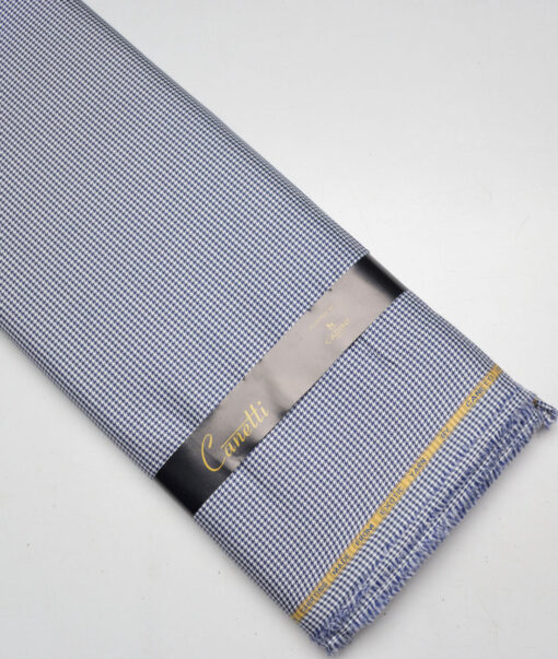 Canetti Italy  Exotic Cotton Self Design Shirting Fabric (White & Royal Blue)