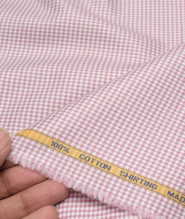 Canetti Italy  Exotic Cotton Self Design Shirting Fabric (White & Turkish Rose)