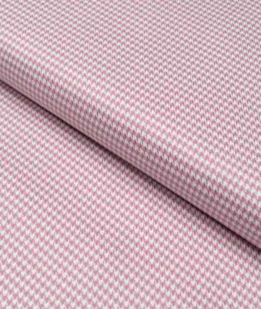 Canetti Italy  Exotic Cotton Self Design Shirting Fabric (White & Turkish Rose)