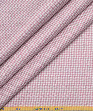 Canetti Italy  Exotic Cotton Self Design Shirting Fabric (White & Turkish Rose)