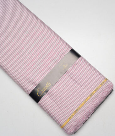Canetti Italy  Exotic Cotton Self Design Shirting Fabric (White & Turkish Rose)