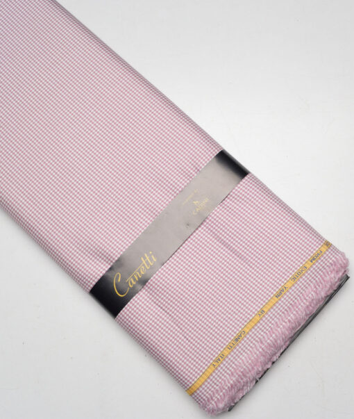 Canetti Italy  Exotic Cotton Self Design Shirting Fabric (White & Turkish Rose)