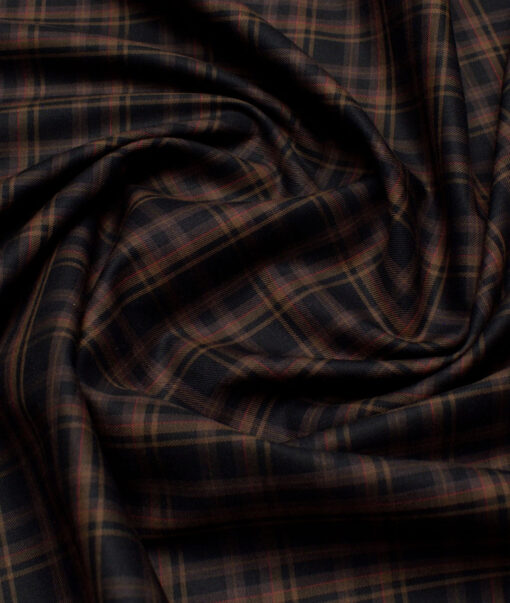 J.Hampstead  Giza Cotton Checks Shirting Fabric (Black & Brown)