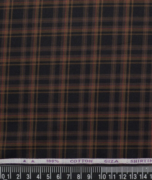 J.Hampstead  Giza Cotton Checks Shirting Fabric (Black & Brown)