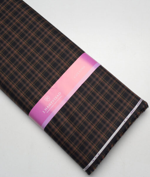 J.Hampstead  Giza Cotton Checks Shirting Fabric (Black & Brown)