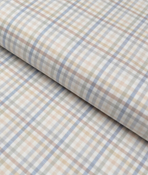 J.Hampstead  Giza Cotton Checks Shirting Fabric (White & Cream)