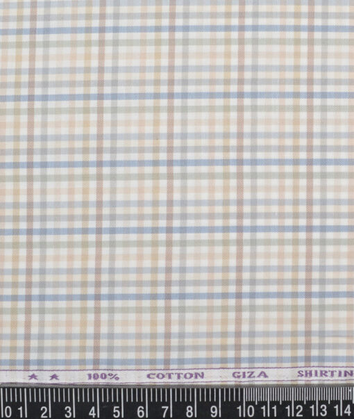 J.Hampstead  Giza Cotton Checks Shirting Fabric (White & Cream)