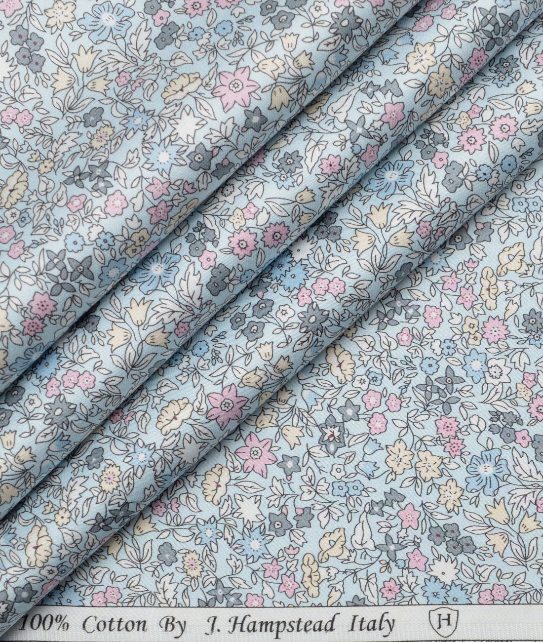 J.Hampstead Pure Cotton Printed Shirting Fabric (Sky Blue) J.Hampstead Pure Cotton Printed Shirting Fabric (Sky Blue)